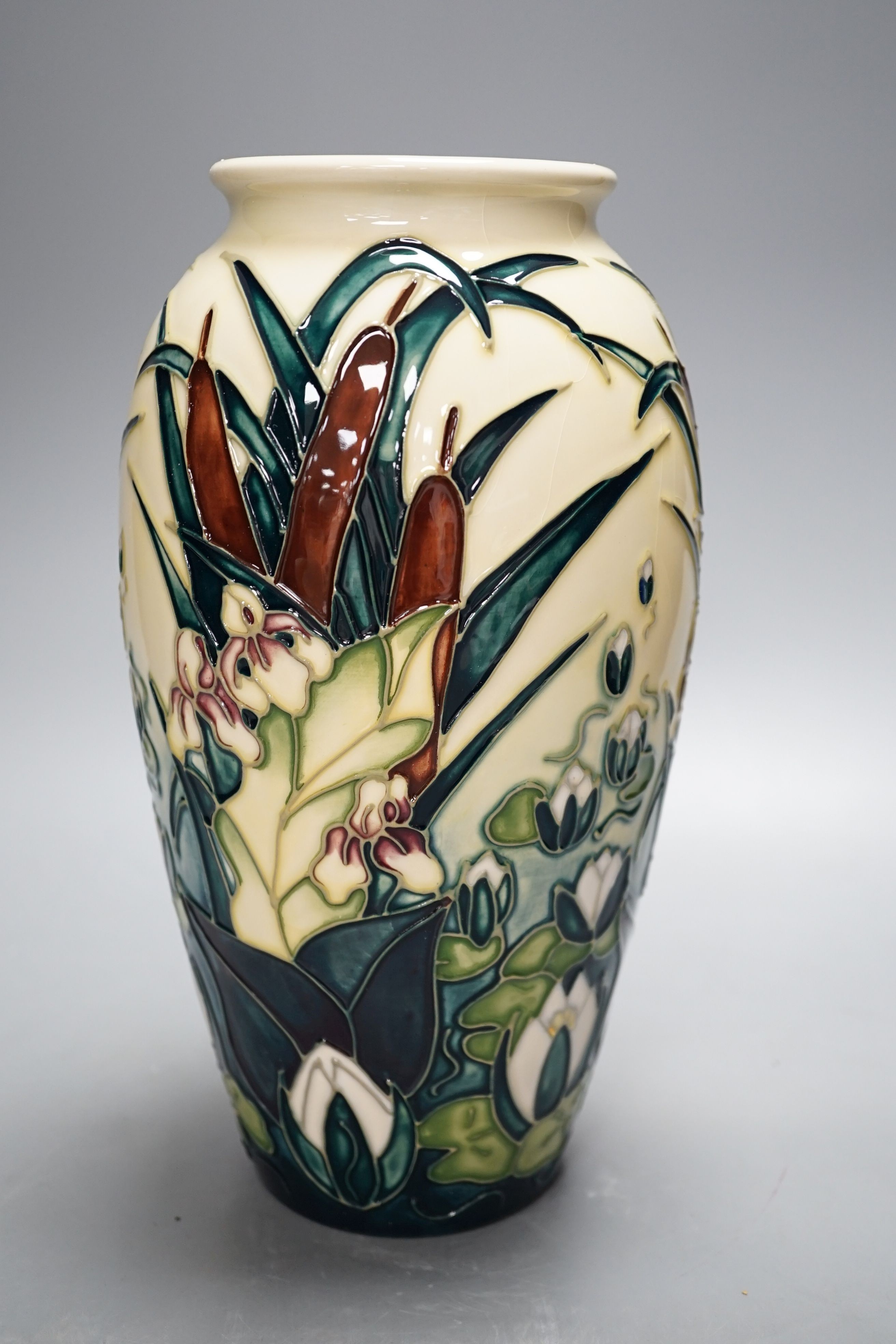 A Moorcroft Lamia pattern ovoid vase, dated 1995, signed Beverley Wilkes, 1998, 26cm., in original box